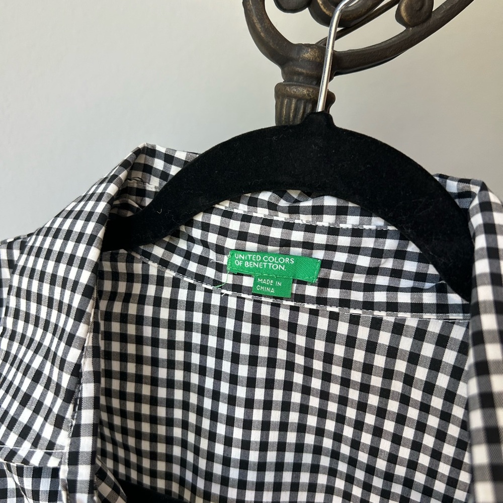 Gingham Bubble Capped Short Sleeve Button Down - image 2